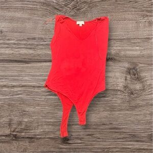 Red V-Neck Bodysuit